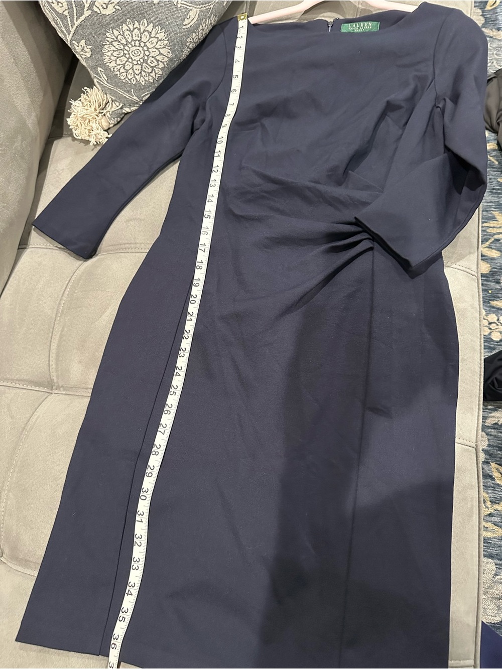 Classic Ralph Lauren Navy Sheath Dress with 3/4 Sleeves - Picture 5 of 8